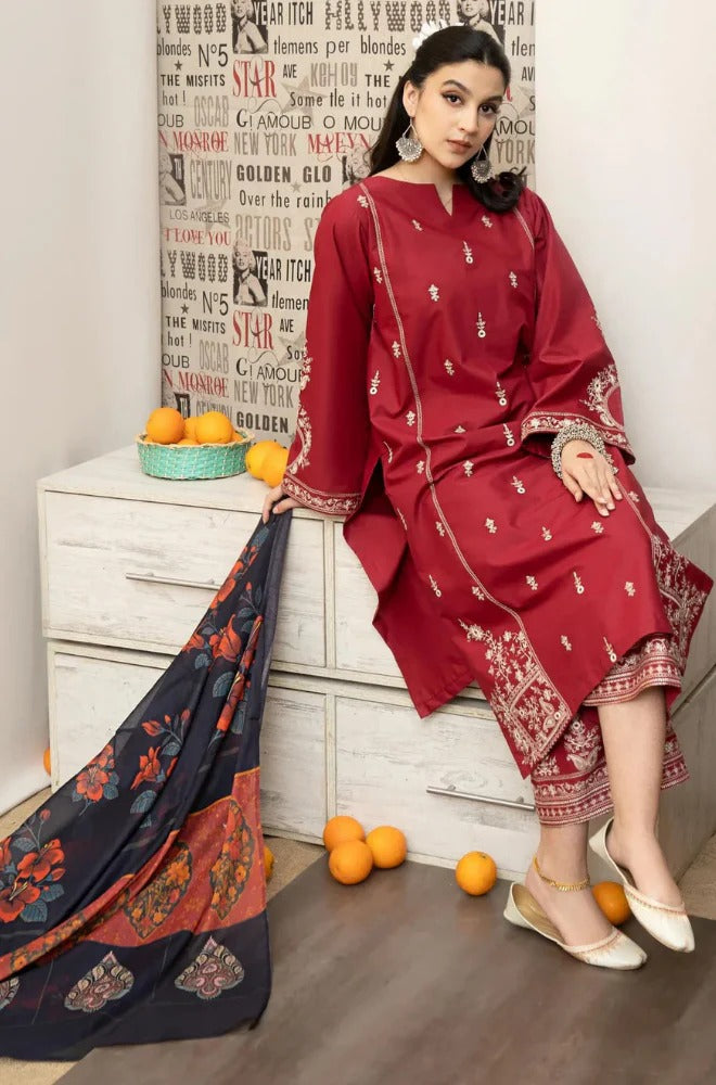 3 Piece - Exquisite Dhanak Embroidered Suit | SP - 001