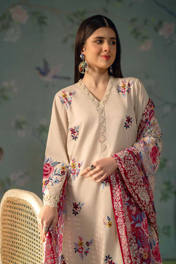 3 Piece - Embroidered Dhanak (Sapphire) | SP - 796
