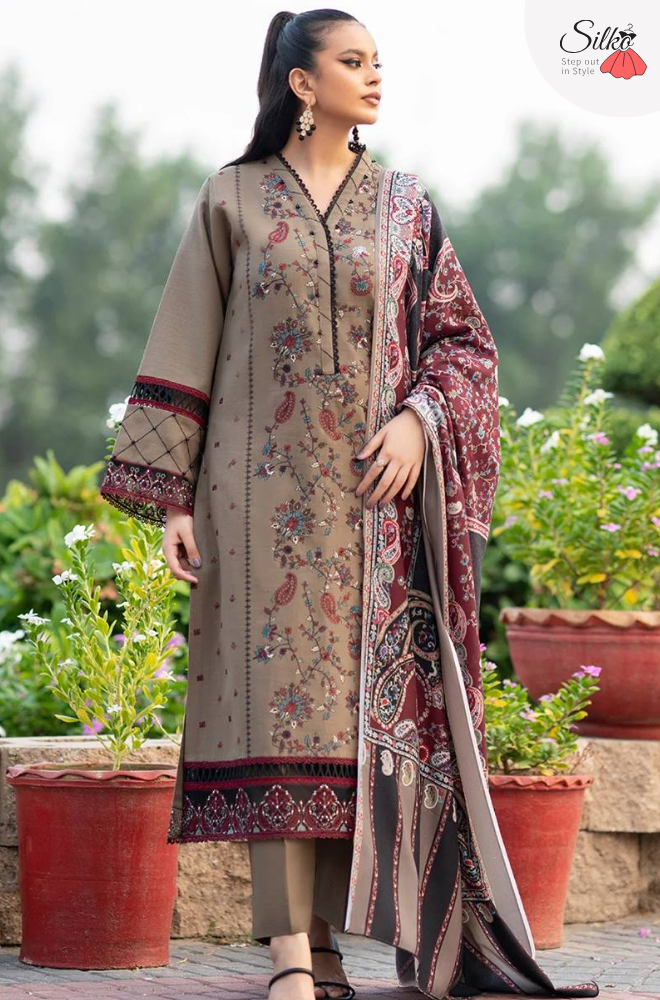 3 Piece - Embroidered Lawn Suit (BIN ILYAS) | BI - 05