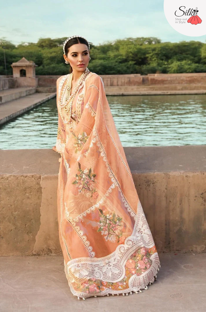 3 Piece - Crimsonn Pink Embroidered Lawn Suit | CR - 02