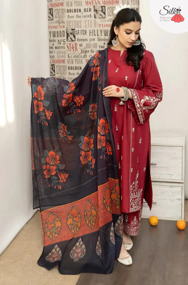 3 Piece - Exquisite Dhanak Embroidered Suit | SP - 001