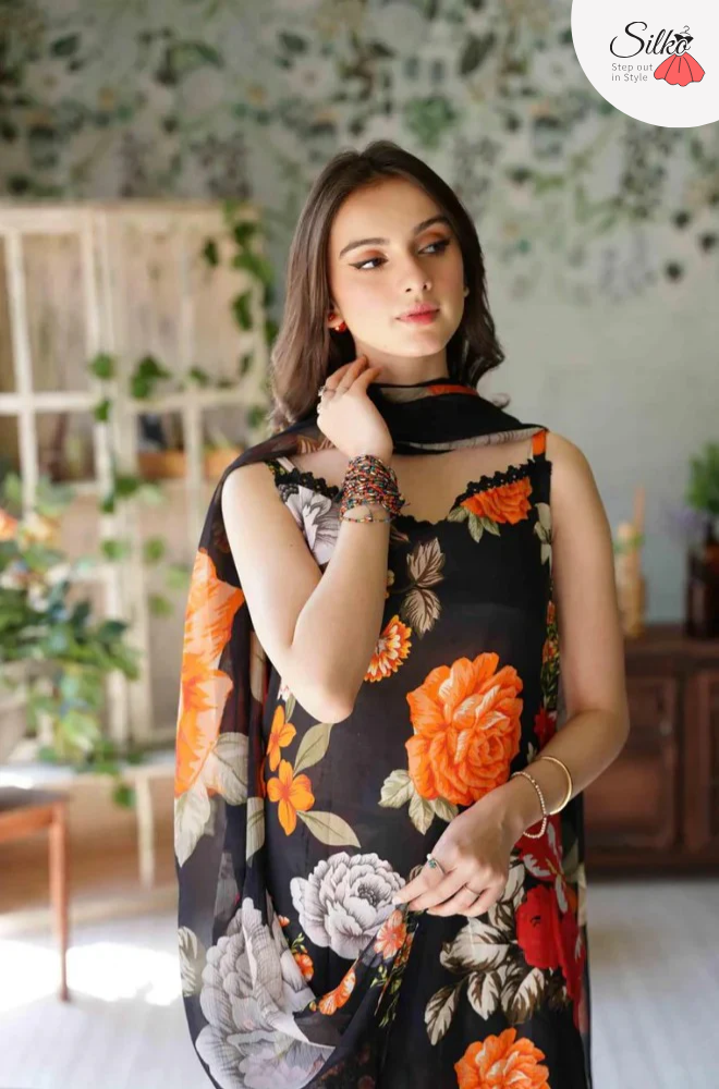3 Piece - Shamoz Silk Print Suit Suit | SP - 004