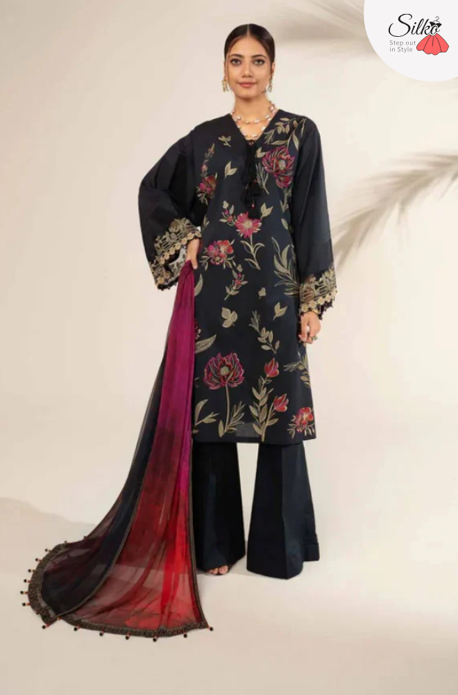 3 Piece - Dhanak Embroidered Suit (Nishat Linen) | SP - 035