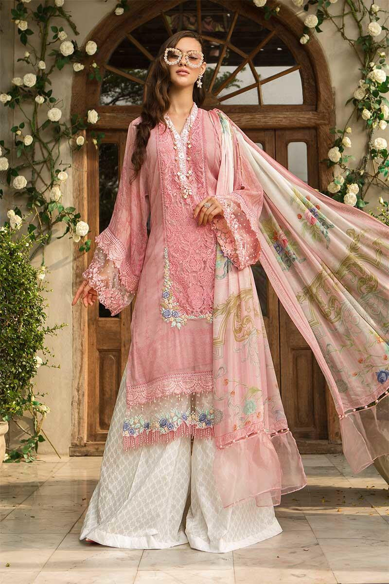 Maria B D-606 Pink Embroidered Three Piece Lawn Collection