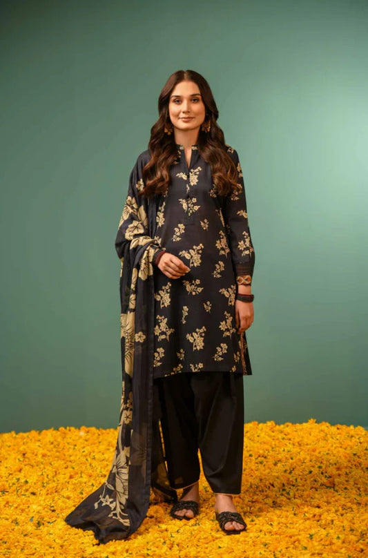 NishatLinen - 3PC Dhanak Embroidered Suit - SP 016