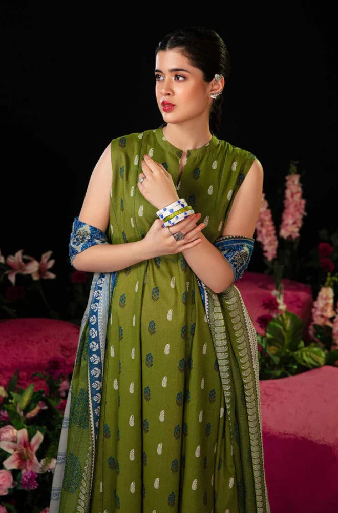 NishatLinen - 3PC Dhanak Embroidered Suit - SP 013