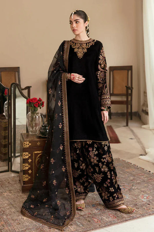 FCC ZC-126 Embroidered Velvet Three piece With Velvet Shawl  Winter Collection