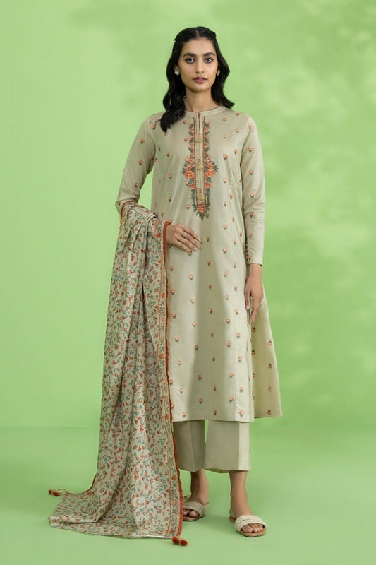 Sapphire Embroidered Dhanak Three Piece SPW-762 Cream