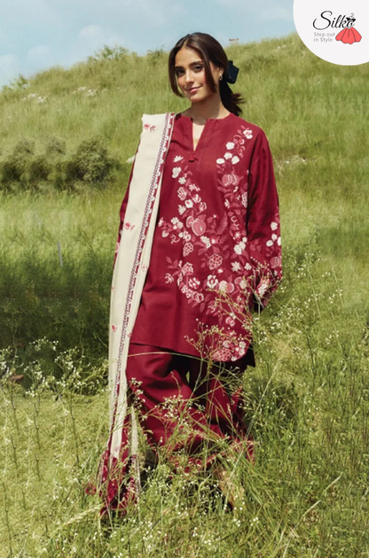 3 Piece - Embroidered Dhanak (Zara Shahjhan) Suit | COCO - 771