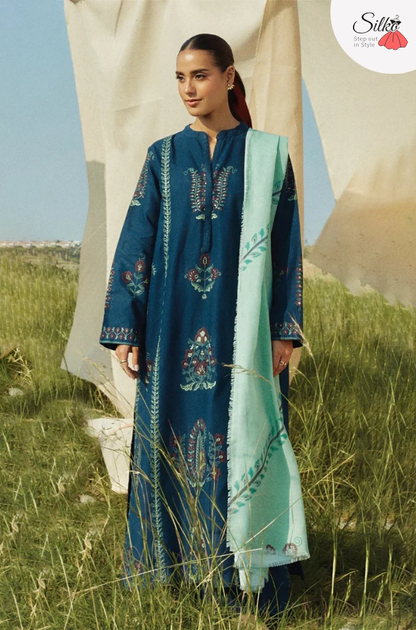 3 Piece - Embroidered Dhanak (Zara Shahjhan) Suit | COCO - 772