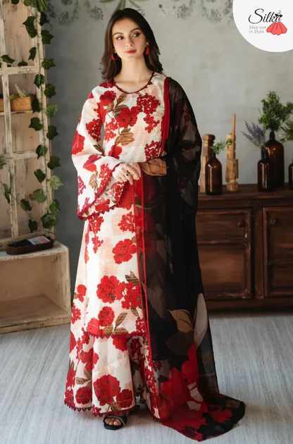 3 Piece - Shamoz Printed Silk Suit (Reasonable Prices) | SP - 005