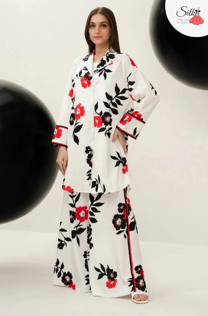 2 Piece - Shamoz Printed Silk (Lulusar) Suit | SP -010