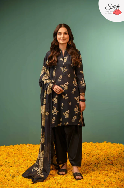 3 Piece - Dhanak Embroidered Suit (Nishat Linen) | SP - 016