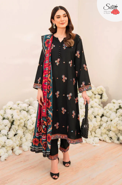 3 Piece - Dhanak Embroidered Suit (Zara Shahjahan) | SP - 018