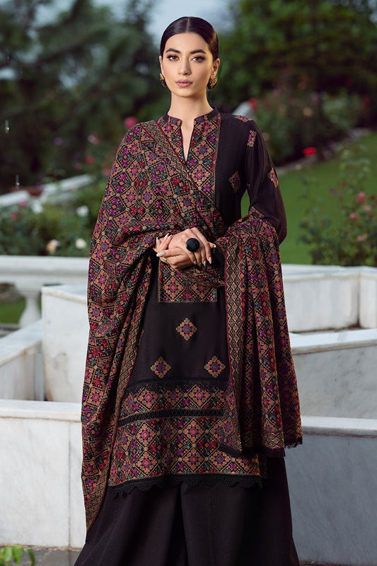 Bareeze FCC-707 Black Embroidered Dhanak Three Piece Winter Collection