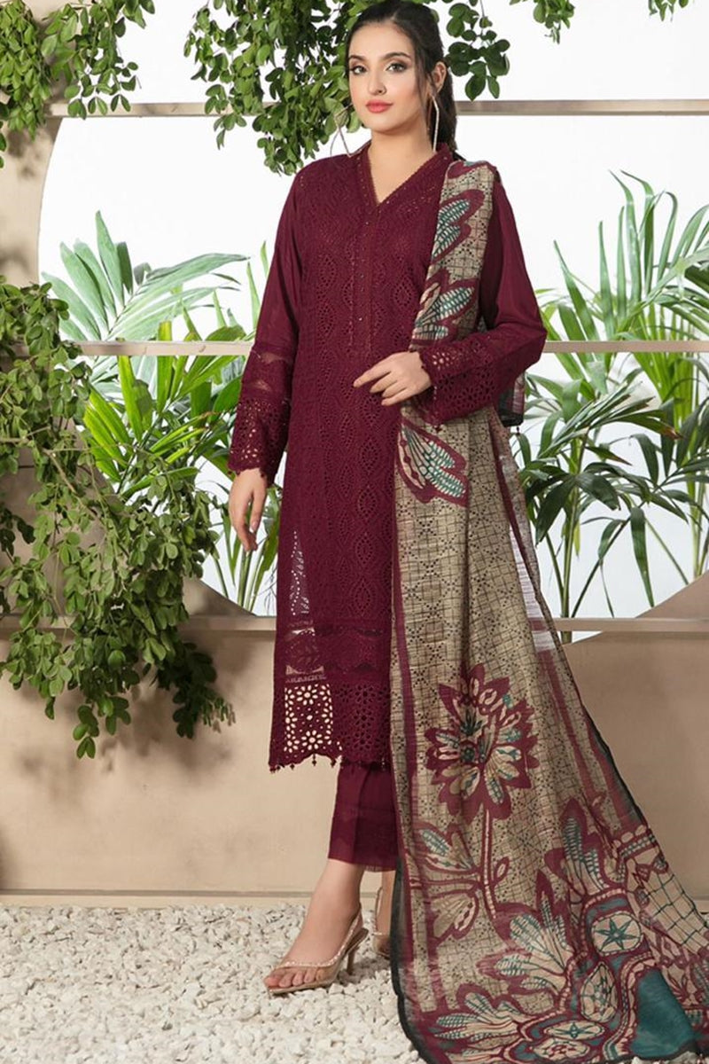 Chikenkari Dhanak Embroidered  (D-762 Mehron)